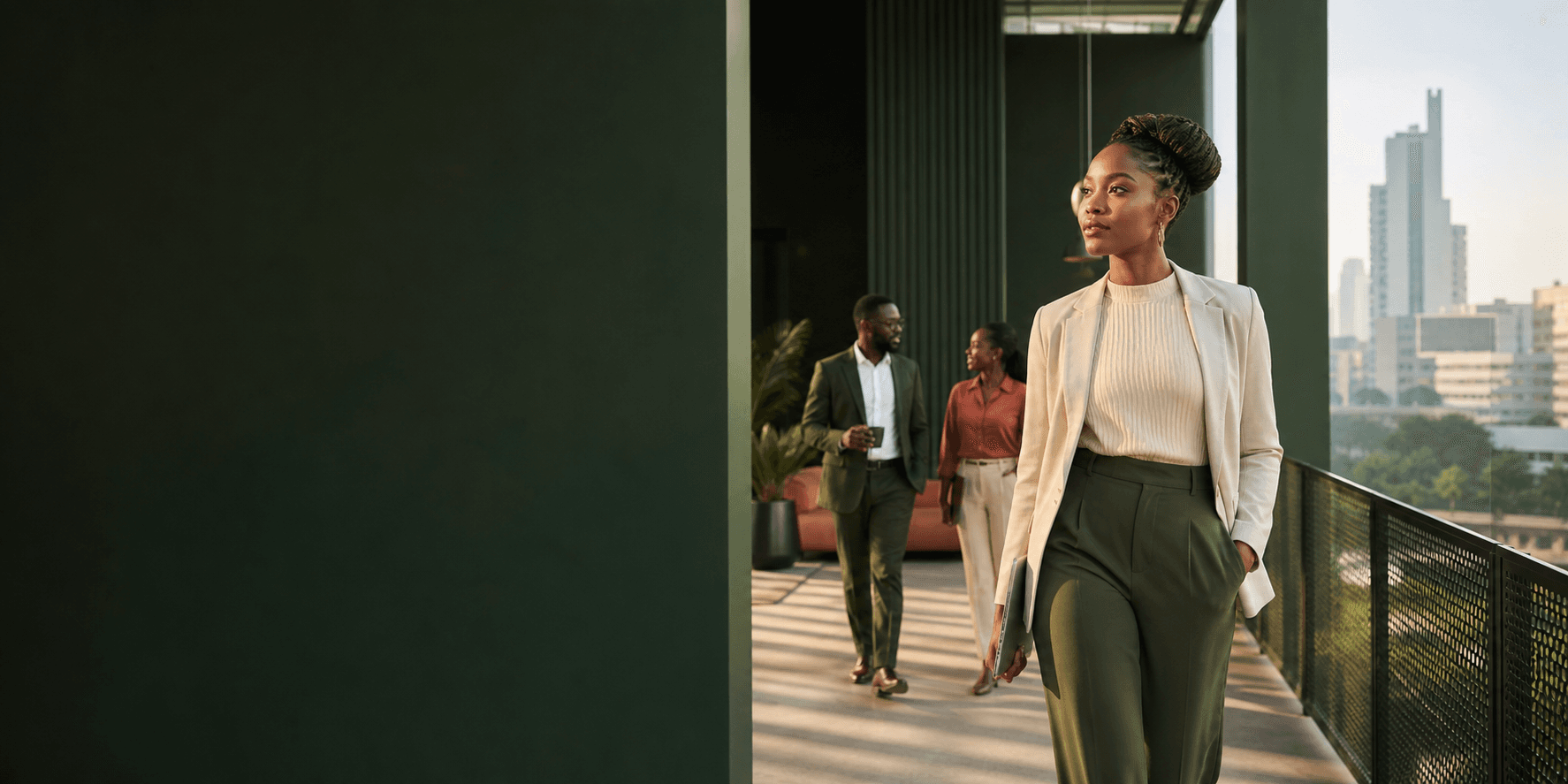 African professionals in a modern workplace